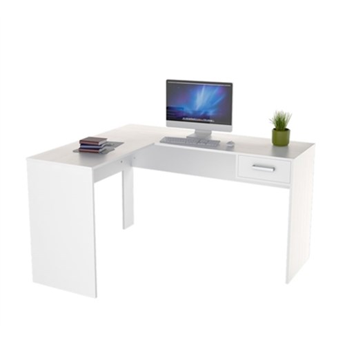 Mesa para Escritório em L com 1 Gaveta Office Plus Appunto - Branco