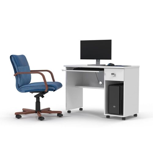 Escrivaninha Mesa para Computador com Rodizios Office Vicenza Branco