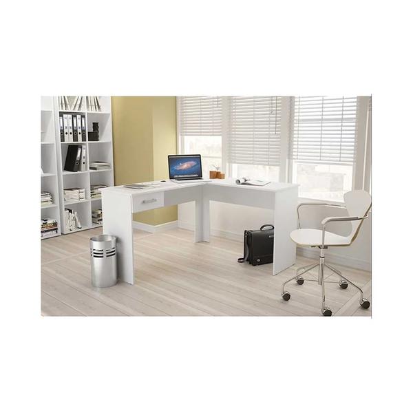 Escrivaninha/Mesa para Computador ou Escritorio em L Fenix 1 Gaveta - Politorno