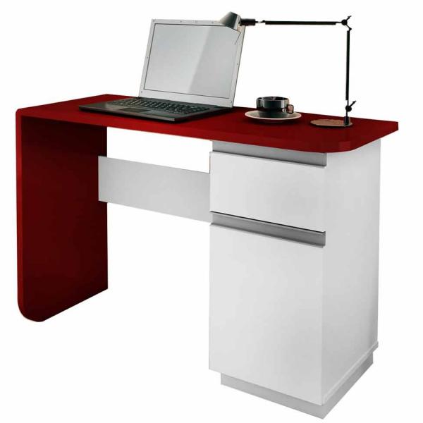 Escrivaninha Office Click Branco Vermelho - Olivar Móveis