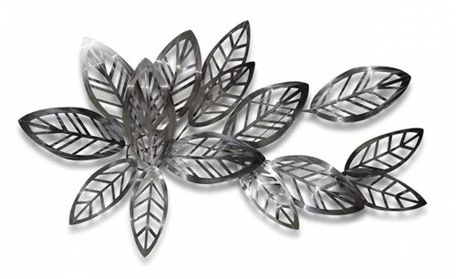 Escultura de Parede em Aço Inox Silver Leaves