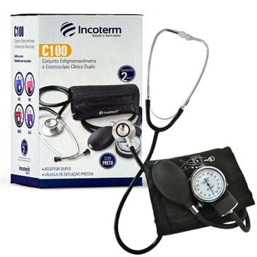 Esfigmomanometro Incoterm + Estetoscopio Preto C100