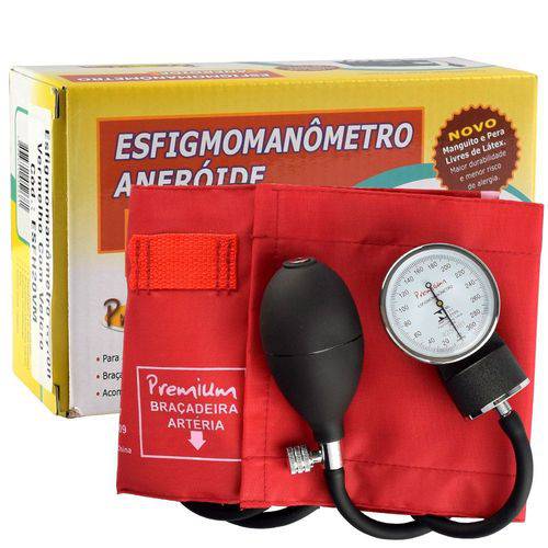 Esfigmomanômetro Premium com Fecho em Velcro e Braçadeira em Nylon Adulto Premium - Vermelho