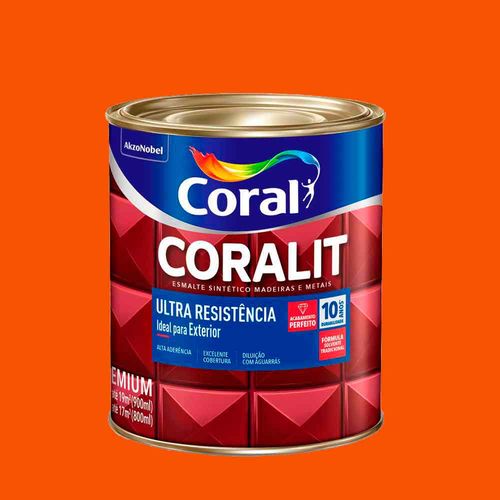 Esmalte Coralit Ultra Resistência 900ml Brilhante Laranja