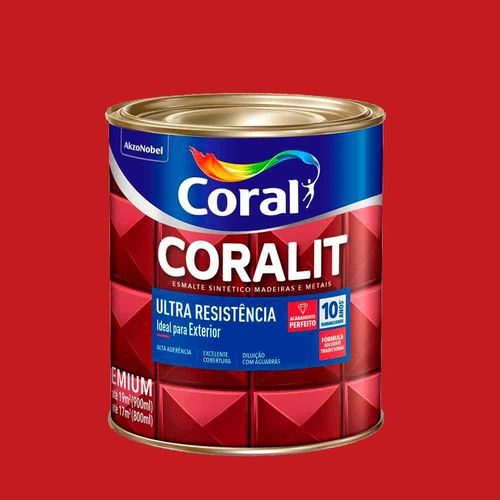Esmalte Coralit Ultra Resistência 900ml Brilhante Vermelho