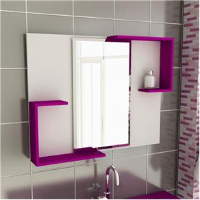 Espelheira de Banheiro Retangular 80 Cm - Roxo