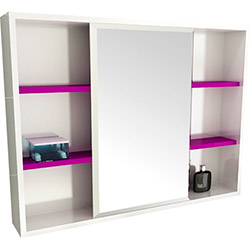 Espelheira para Banheiro 1504 (60x78x15cm) Branco/Violeta - Tomdo