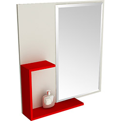 Espelheira para Banheiro 1506 (60x58x12cm) Branco/Vermelho - Tomdo