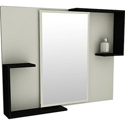 Espelheira para Banheiro 1577 (60x78x12cm) Branco/Preto - Tomdo