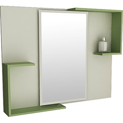 Espelheira para Banheiro 1578 (60x78x12cm) Branco/Verde - Tomdo