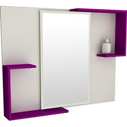 Espelheira para Banheiro 1593 (60x78x12cm) Branco/Violeta - Tomdo