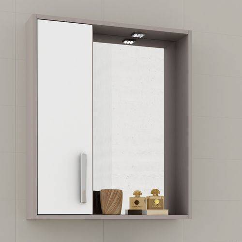 Tudo sobre 'Espelheira para Banheiro Balcony Gold com Armário Espelho 3Mm e Luminária - Branco Supremo/Connect'