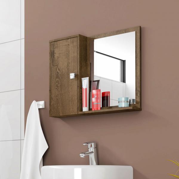 Espelheira para Banheiro Gênova Madeira Rústica - Móveis Bechara - Moveis Bechara