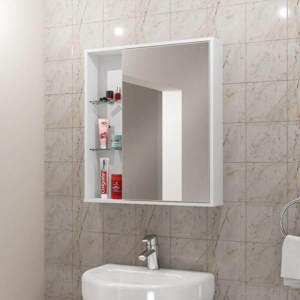 Espelheira para Banheiro Miami Branco - Móveis Bechara - Moveis Bechara