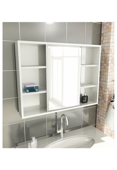 Espelheira para Banheiro Modelo 22 80 Cm Branca Tomdo