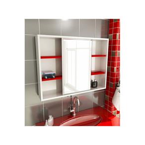 Espelheira para Banheiro Modelo 22 80 Cm Tomdo - Vermelho
