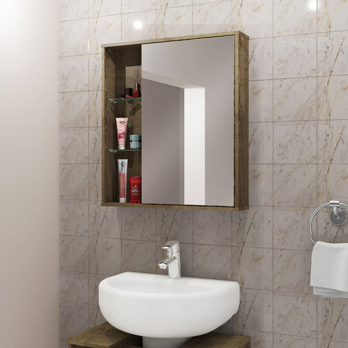 Espelheira para Banheiro Móveis Bechara Miami 1 Porta Madeira