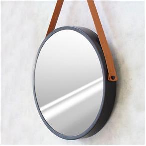 Espelho Adnet 50cm Preto com Alça Caramelo