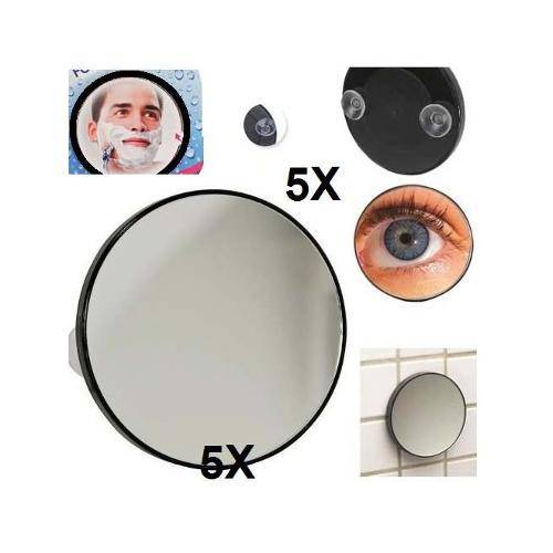 Espelho de Aumento 5x Anti Embacante com 2 Ventosas para Banheiro, Maquiagem e Sombrancelha