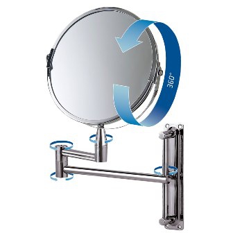 Espelho de Aumento Articulado Dupla Face de Parede Banheiro - Mor