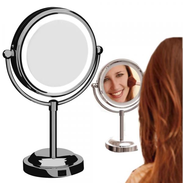 Espelho de Aumento Dupla Face com Iluminação - Mor