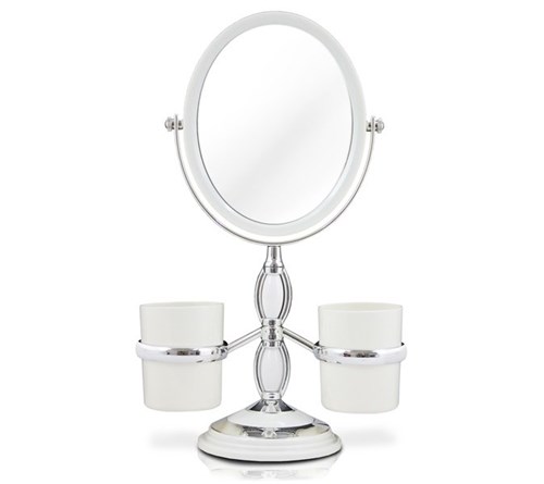 Espelho de Bancada Branco C/ Suportes Laterais