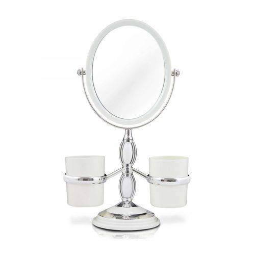 Espelho de Bancada C/ Suportes Laterais Branco PS Jacki Design