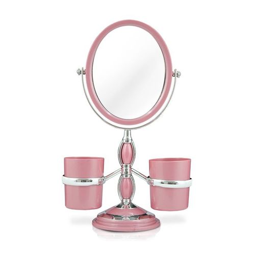 Espelho de Bancada com Suportes Laterais - Rosa