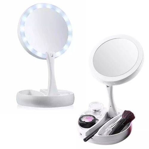 Tudo sobre 'Espelho de Luz Led Dobravel Aumenta 10x P/maquiagem Portátil'