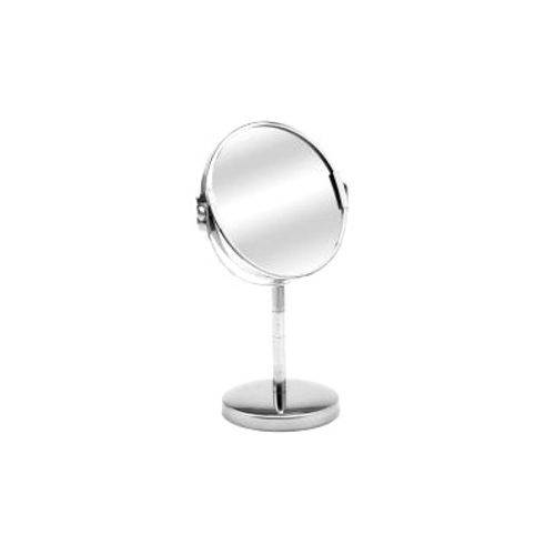 Espelho de Mesa com Aumento Giratorio Dupla Face com Zoom em Inox para Maquiagem e Salão