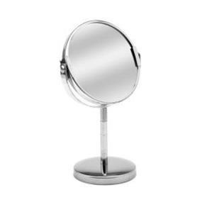 Espelho de Mesa com Aumento Giratorio Dupla Face com Zoom em Inox para Maquiagem e Salão