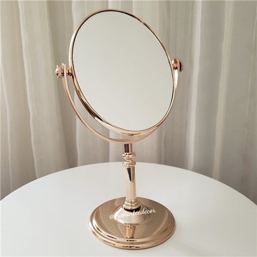 Espelho de Mesa Giratório Oval com Aumento Rose Gold