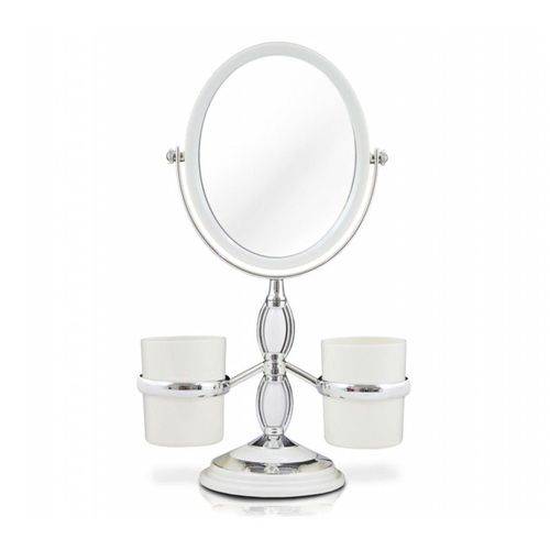 Espelho de Mesa Zoom e Normal C/ 2 Porta Trecos - Branco - Feminina