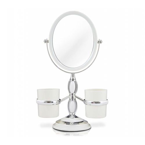 Espelho de Mesa Zoom e Normal C/ 2 Porta Trecos - Branco - Feminina