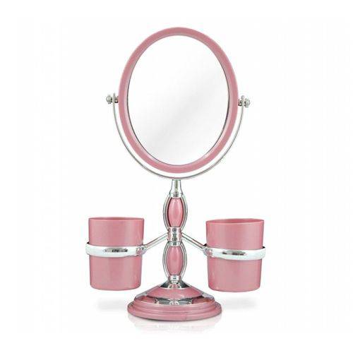 Espelho de Mesa Zoom e Normal C/ 2 Porta Trecos - Rosa - Feminina