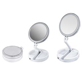 Espelho Maquiagem Led Dobrável Aumenta 10x 1x Foldaway