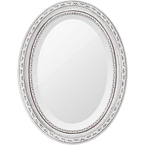 Espelho Oval Bisotê 26414 (25x37cm) Branco Provençal - Ornamental Design
