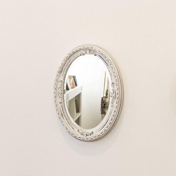 Espelho Oval Ornamental Classic 37cmx25cm Santa Luzia Branco Provençal