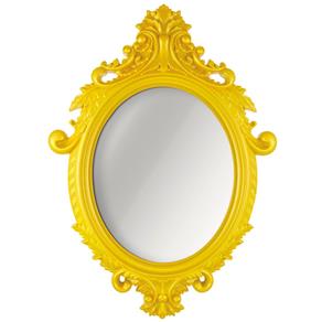 Espelho Oval Rococó Amarelo - 54 X 40 CM