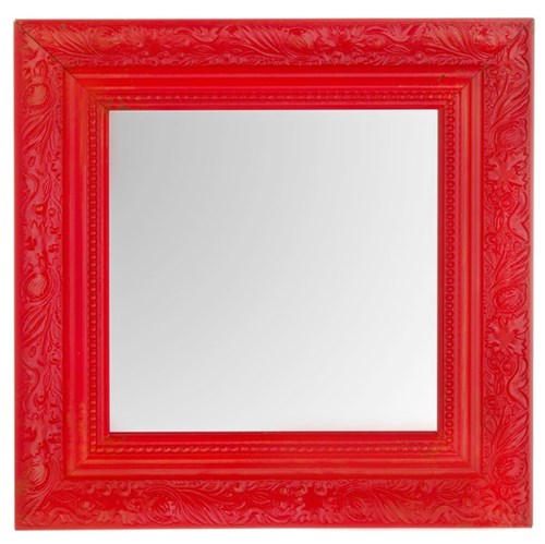 Tudo sobre 'Espelho Quadrado Provençal com Moldura Vermelha 25x25cm'