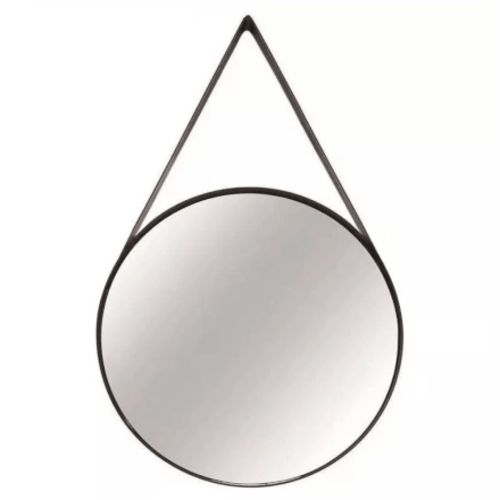 Espelho Redondo Decorativo Luxo Metal Preto 50cm - Mart Coll