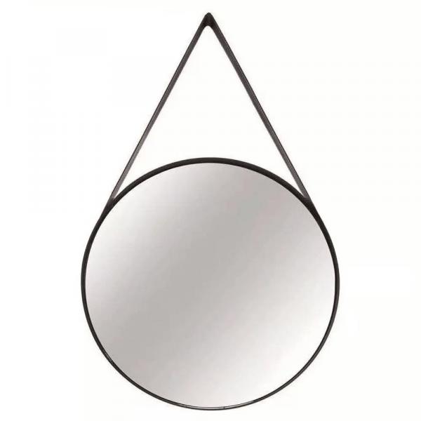 Espelho Redondo Luxo Metal Preto 60cm Mart Collection 09396