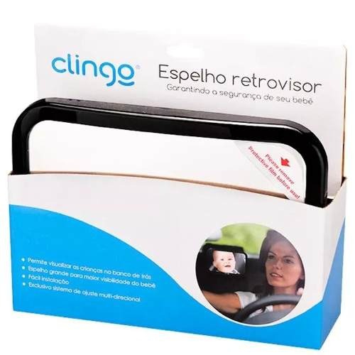Espelho Retrovisor Retangular para Carro Clingo C02204