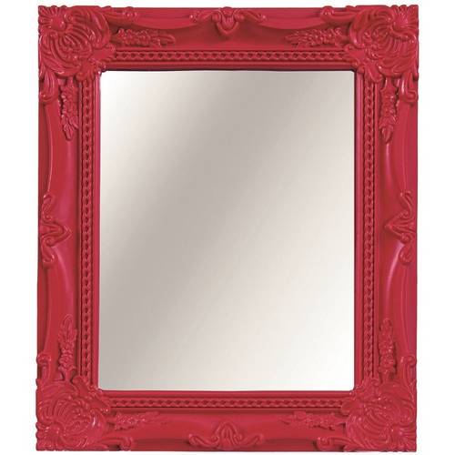 Espelho Vermelho Pequeno Moldura Decorada Flash