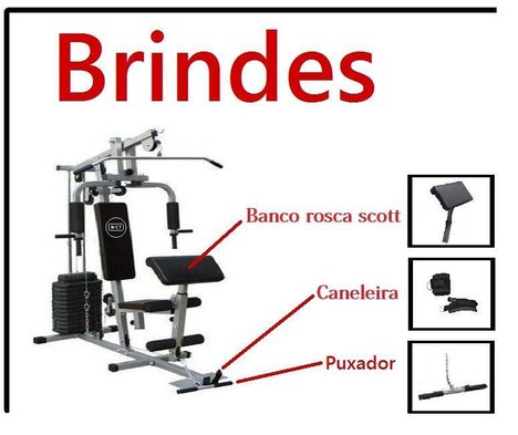 Estação de Musculação com 80Kg e Triceps Corda - Wct Fitness 100112
