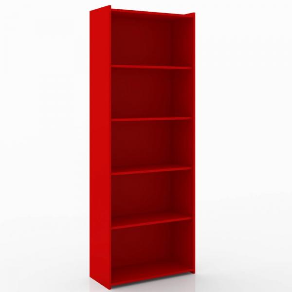 Estante Livreiro com 5 Prateleiras 70cm - Vermelho - Móvel Bento