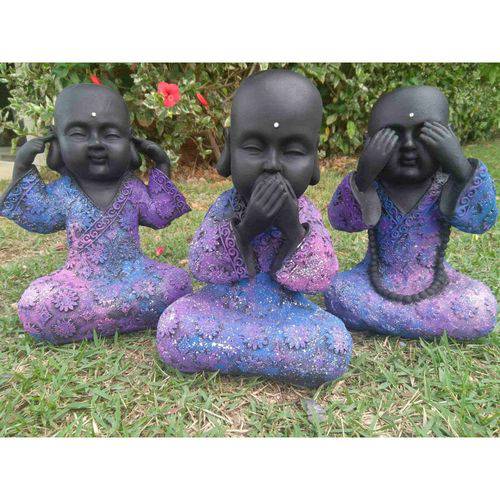 Estátuas Trio de Budas Sábio Surdo Cego e Mudo 20cm + Incenso