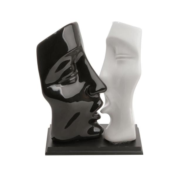 Estatueta de Cerâmica Casal 29.5cm Preto e Branco Prestige
