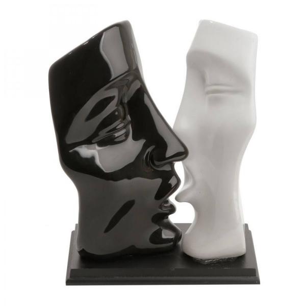 Estatueta Figurino Casal de Cerâmica 29,5cm Rojemac Preto/Branco