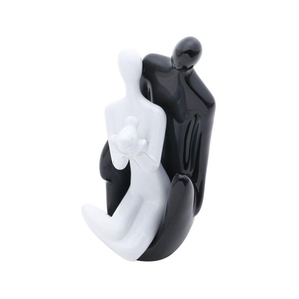 Estatueta Figurino Casal Sentados 23,5cm de Cerâmica Black And White Prestige - R2038